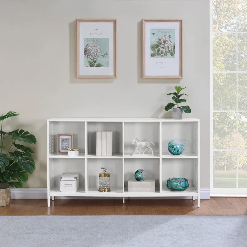 Étagère de Rangement 8 Cubes, Bois et Métal Style Industriel, 58W x 34H