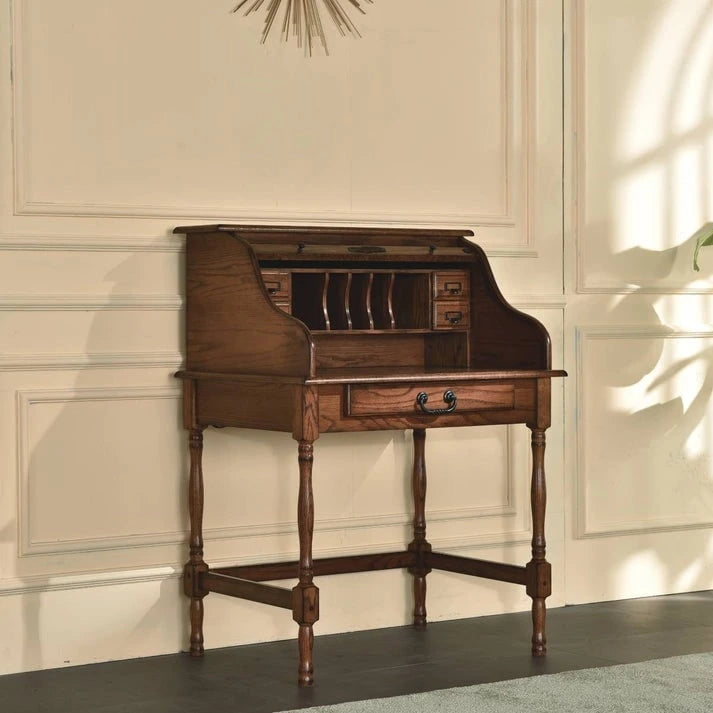 Secrétaire mini 32" avec prise USB, chêne massif et contreplaqué, 32L x 44,5H