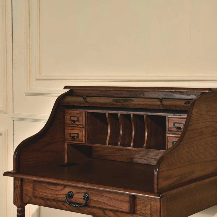 Secrétaire mini 32" avec prise USB, chêne massif et contreplaqué, 32L x 44,5H
