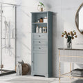 Armoire de rangement haute avec 3 tiroirs, étagères réglables et dispositif anti-basculement