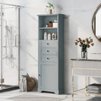 Armoire de rangement haute avec 3 tiroirs, étagères réglables et dispositif anti-basculement