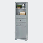 Armoire de rangement haute avec 3 tiroirs, étagères réglables et dispositif anti-basculement