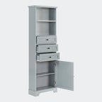 Armoire de rangement haute avec 3 tiroirs, étagères réglables et dispositif anti-basculement