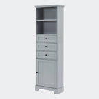 Armoire de rangement haute avec 3 tiroirs, étagères réglables et dispositif anti-basculement