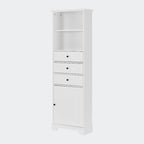 Armoire de rangement haute avec 3 tiroirs, étagères réglables et dispositif anti-basculement