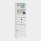 Armoire de rangement haute avec 3 tiroirs, étagères réglables et dispositif anti-basculement