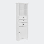 Armoire de rangement haute avec 3 tiroirs, étagères réglables et dispositif anti-basculement