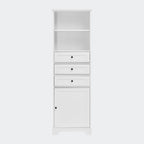 Armoire de rangement haute avec 3 tiroirs, étagères réglables et dispositif anti-basculement