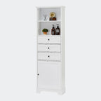 Armoire de rangement haute avec 3 tiroirs, étagères réglables et dispositif anti-basculement