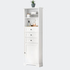 Armoire de rangement haute avec 3 tiroirs, étagères réglables et dispositif anti-basculement
