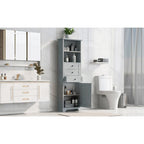 Armoire de rangement haute avec 3 tiroirs, étagères réglables et dispositif anti-basculement