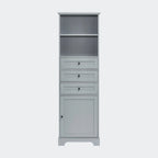 Armoire de rangement haute avec 3 tiroirs, étagères réglables et dispositif anti-basculement