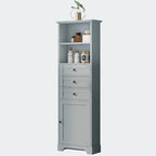 Armoire de rangement haute avec 3 tiroirs, étagères réglables et dispositif anti-basculement