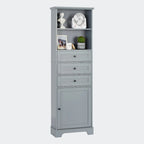 Armoire de rangement haute avec 3 tiroirs, étagères réglables et dispositif anti-basculement