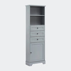 Armoire de rangement haute avec 3 tiroirs, étagères réglables et dispositif anti-basculement