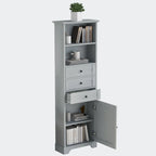 Armoire de rangement haute avec 3 tiroirs, étagères réglables et dispositif anti-basculement