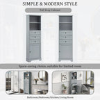 Armoire de rangement haute avec 3 tiroirs, étagères réglables et dispositif anti-basculement
