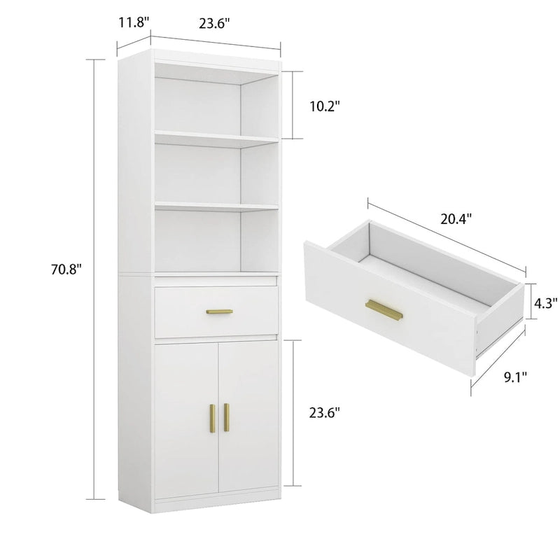 Meuble de rangement pour linge de maison avec tiroir et portes, 23,6W x 70,8H, gain de place