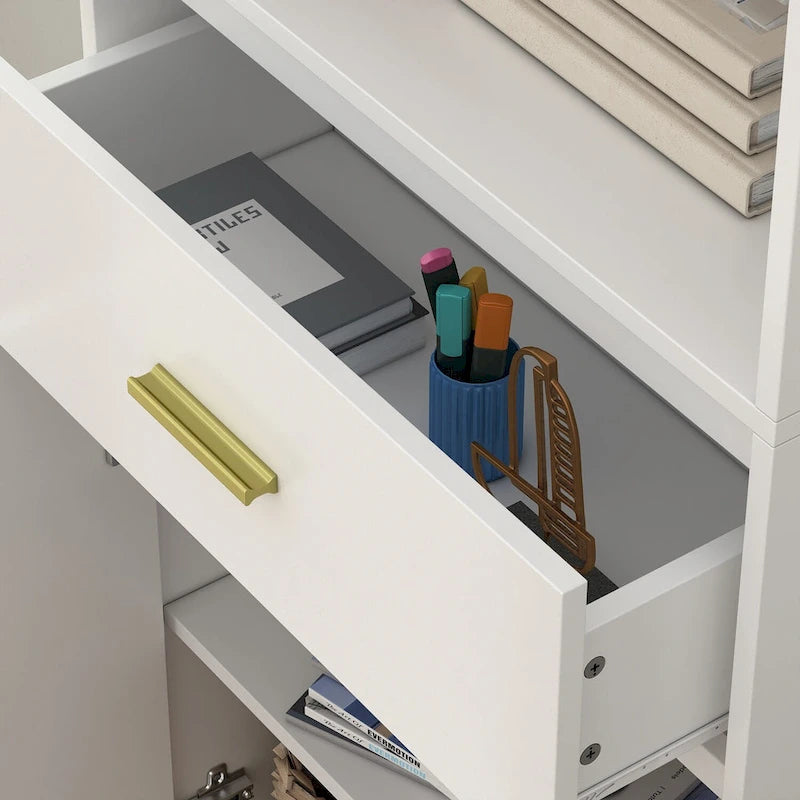 Meuble de rangement pour linge de maison avec tiroir et portes, 23,6W x 70,8H, gain de place