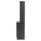 Meuble de rangement de cuisine traditionnel en bois brun foncé avec huche et étagères ouvertes