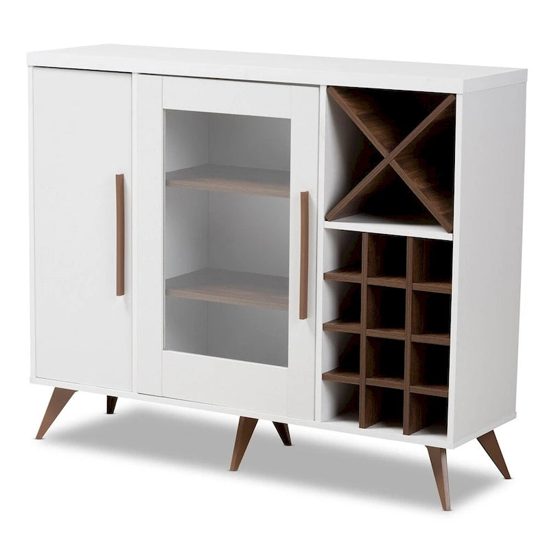 Meuble à vin Mid-Century Modern avec casier à 24 bouteilles et 5 étagères, 47.24W