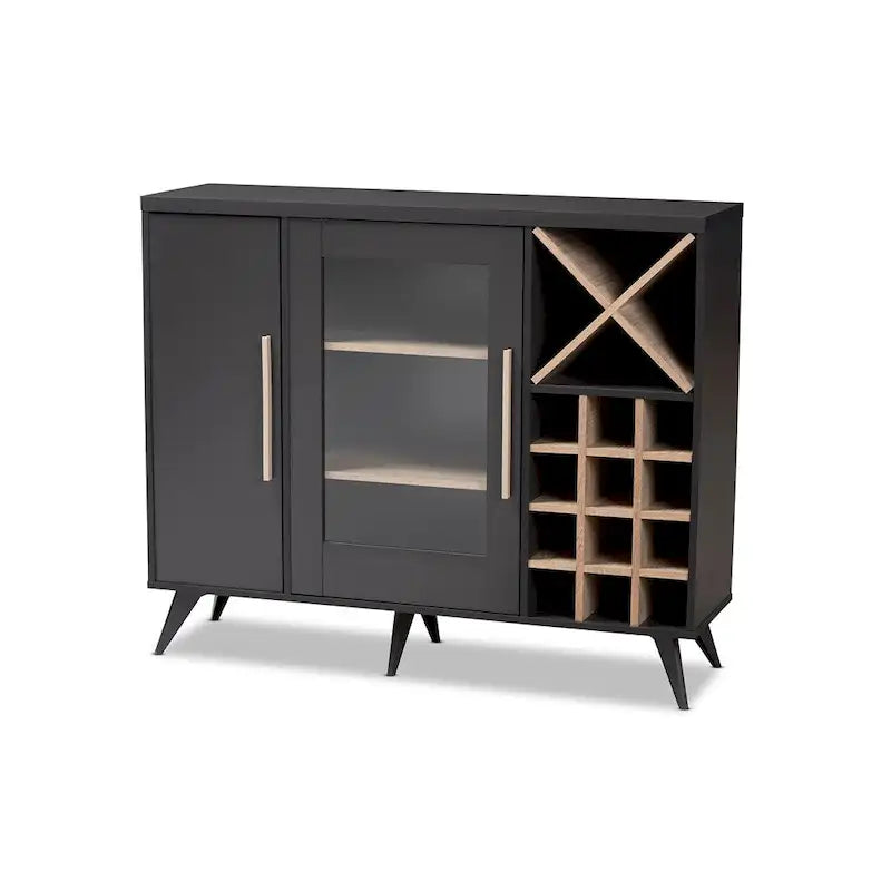 Meuble à vin Mid-Century Modern avec casier à 24 bouteilles et 5 étagères, 47.24W