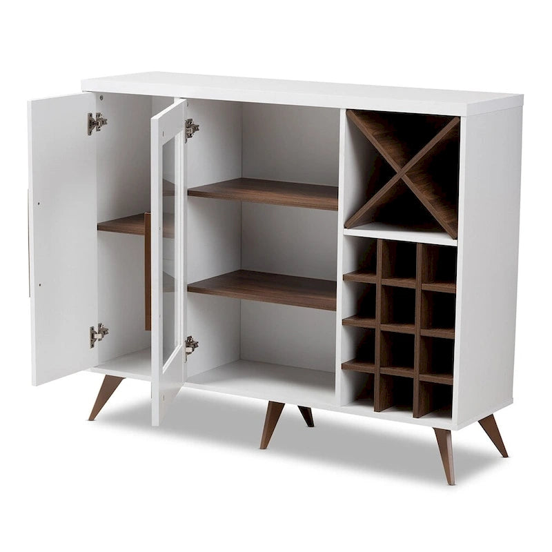 Meuble à vin Mid-Century Modern avec casier à 24 bouteilles et 5 étagères, 47.24W