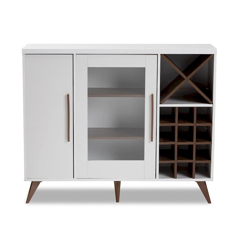 Meuble à vin Mid-Century Modern avec casier à 24 bouteilles et 5 étagères, 47.24W