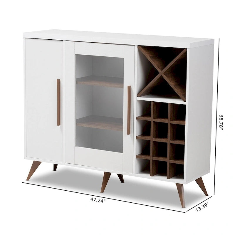 Meuble à vin Mid-Century Modern avec casier à 24 bouteilles et 5 étagères, 47.24W