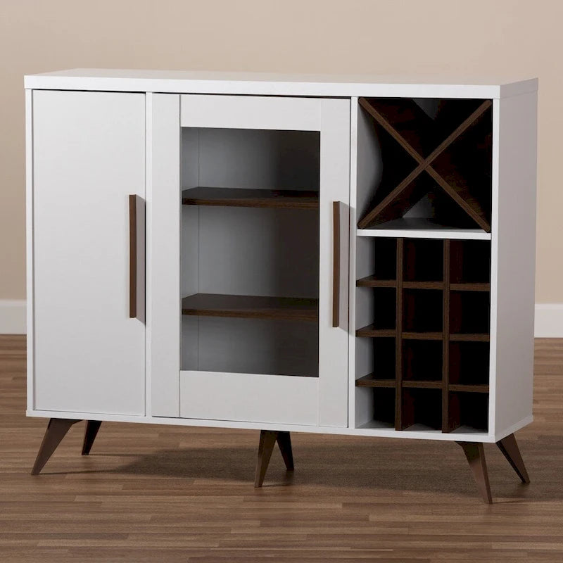 Meuble à vin Mid-Century Modern avec casier à 24 bouteilles et 5 étagères, 47.24W