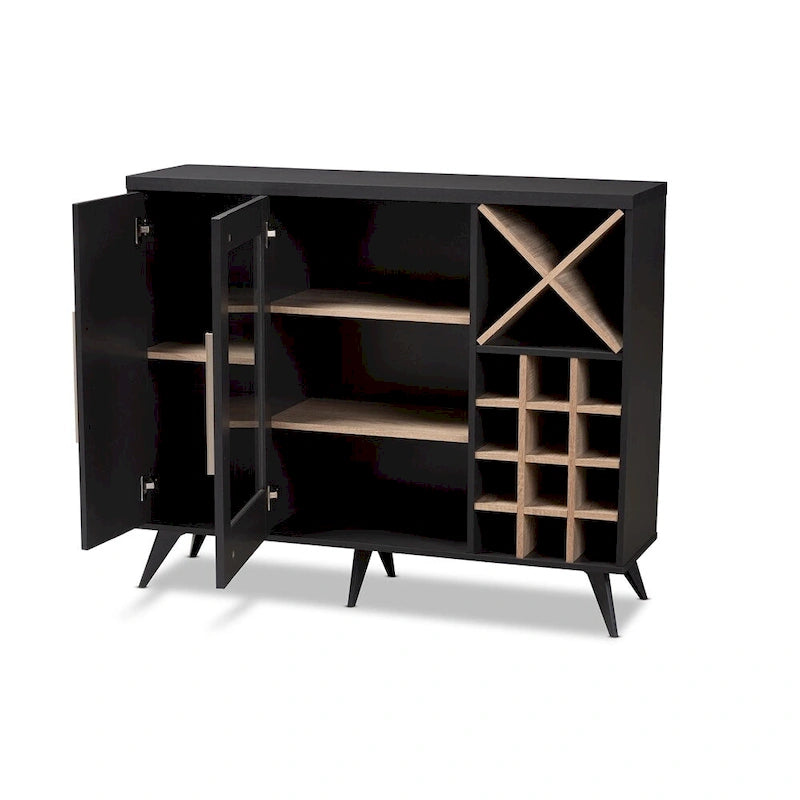 Meuble à vin Mid-Century Modern avec casier à 24 bouteilles et 5 étagères, 47.24W