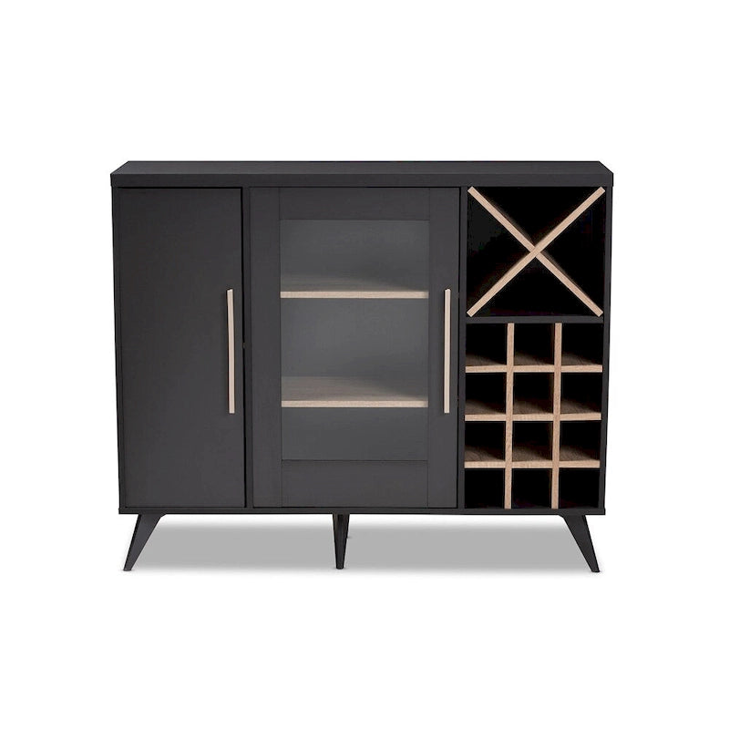 Meuble à vin Mid-Century Modern avec casier à 24 bouteilles et 5 étagères, 47.24W