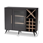 Meuble à vin Mid-Century Modern avec casier à 24 bouteilles et 5 étagères, 47.24W