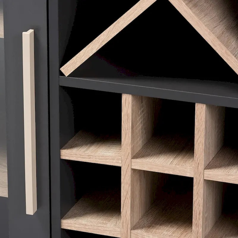 Meuble à vin Mid-Century Modern avec casier à 24 bouteilles et 5 étagères, 47.24W