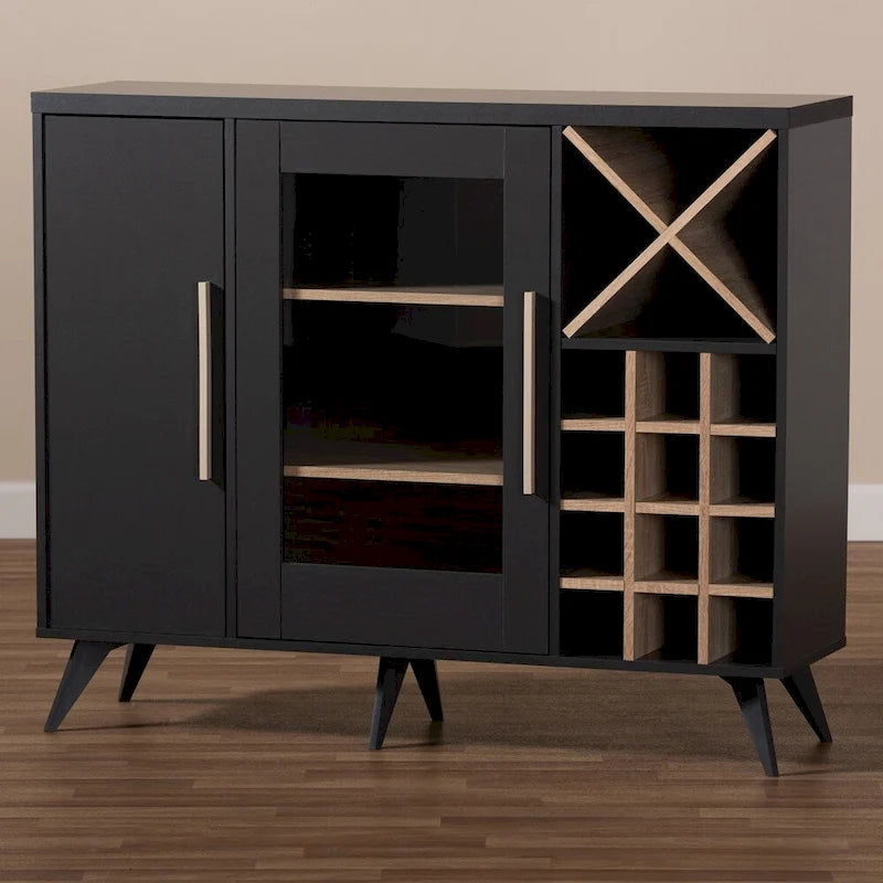 Meuble à vin Mid-Century Modern avec casier à 24 bouteilles et 5 étagères, 47.24W