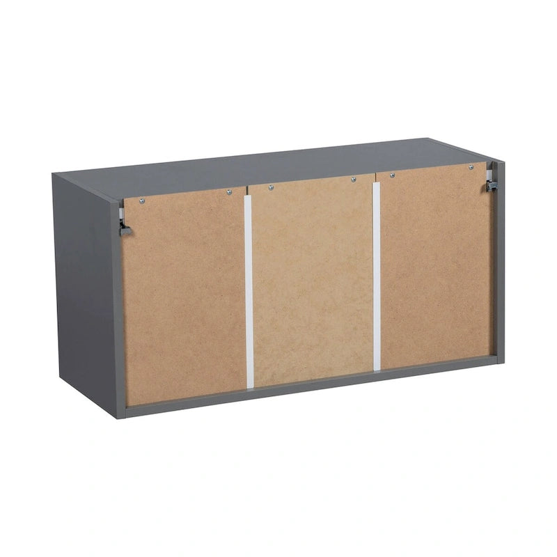 Meuble Haut 24x18x12 avec Double Porte, Gris, Panneau de Particules E1 et Chants ABS