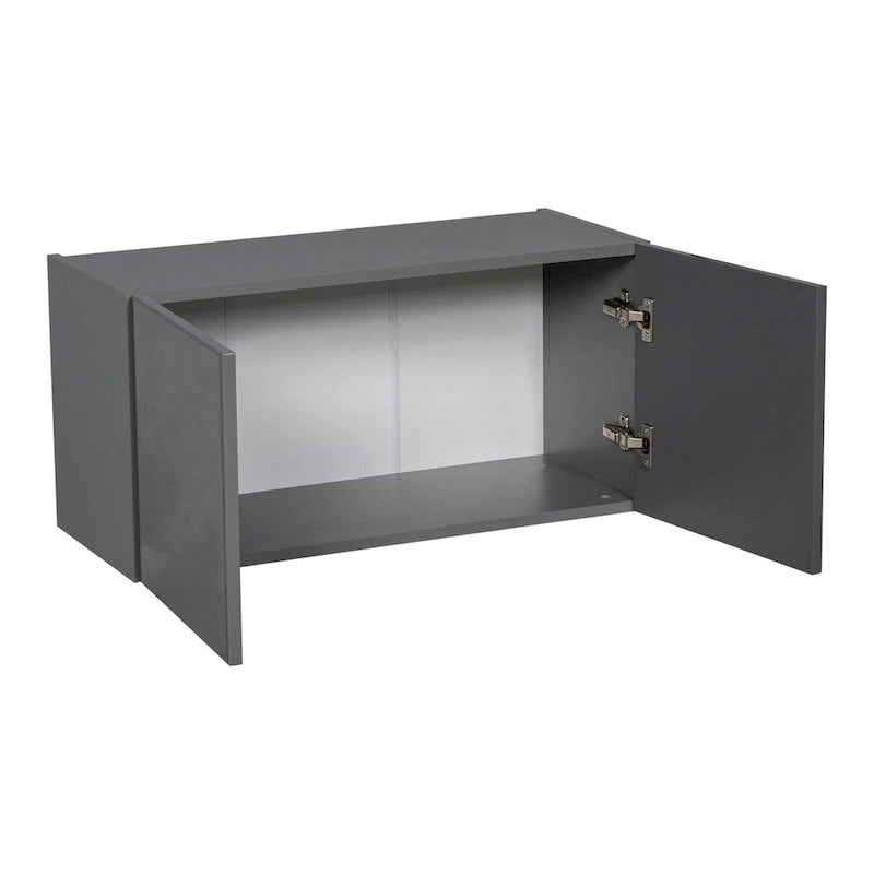 Meuble Haut 24x18x12 avec Double Porte, Gris, Panneau de Particules E1 et Chants ABS