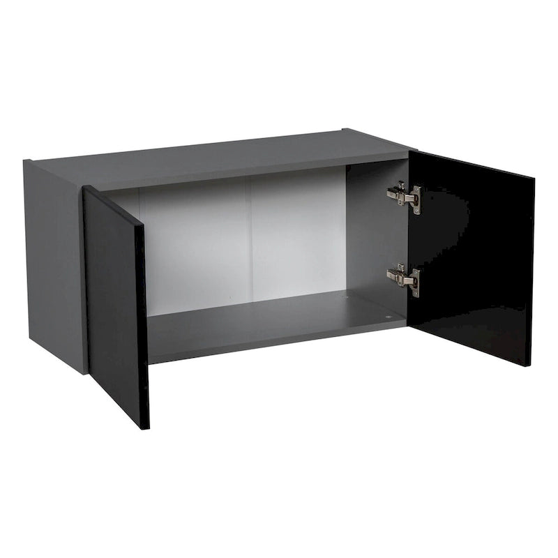 Meuble Haut 24x18x12 avec Double Porte, Gris, Panneau de Particules E1 et Chants ABS