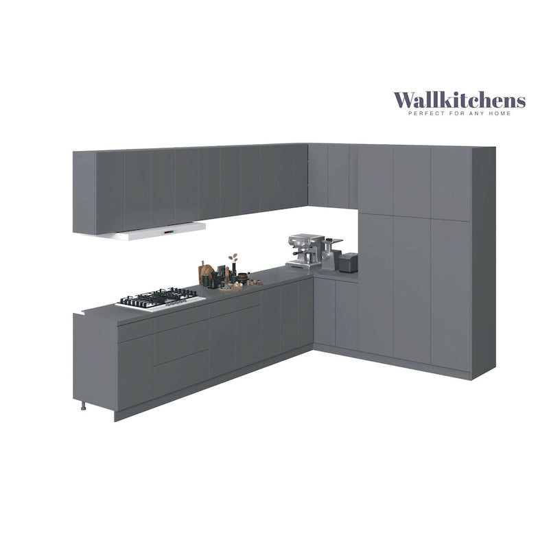 Meuble bas de cuisine gris 365 cm de large, 144x102, fabriqué en Europe, aggloméré E1
