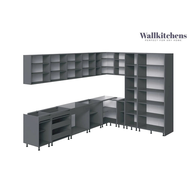 Meuble bas de cuisine gris 365 cm de large, 144x102, fabriqué en Europe, aggloméré E1