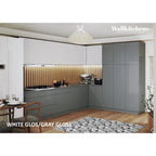 Meuble bas de cuisine gris 365 cm de large, 144x102, fabriqué en Europe, aggloméré E1