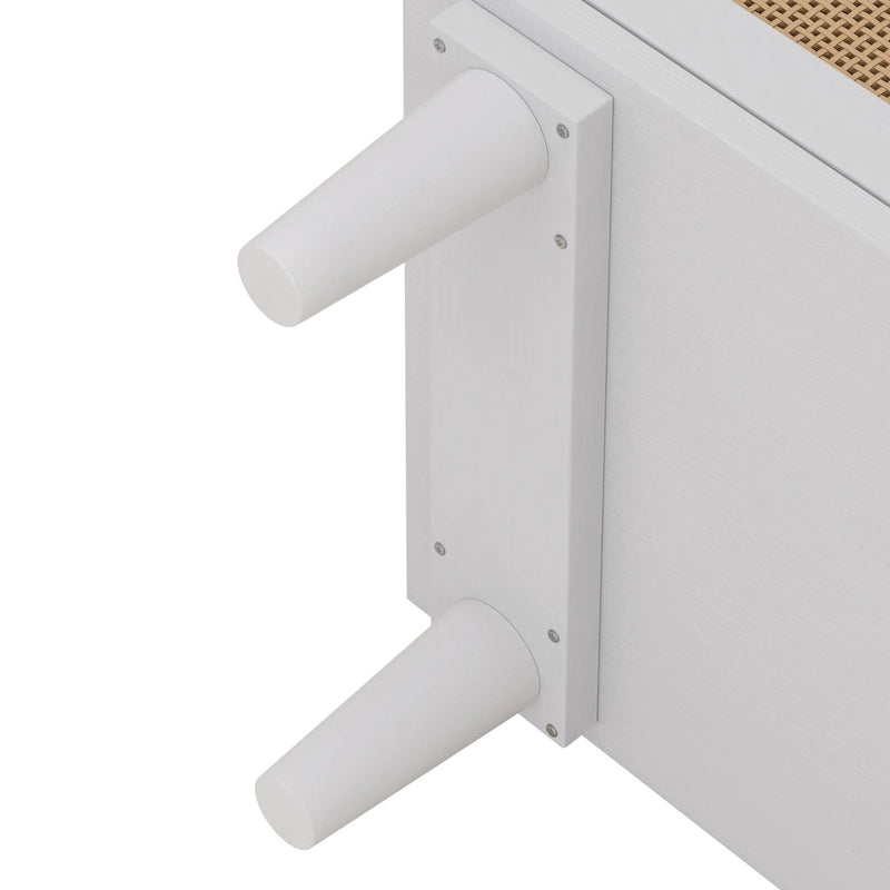 Commode de rangement à 6 tiroirs en rotin, blanc, design en rotin naturel