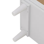 Commode de rangement à 6 tiroirs en rotin, blanc, design en rotin naturel