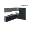 Meuble bas de cuisine noir, 3,65 m de large, 144x102, fabriqué en Europe, aggloméré E1