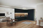 Meuble bas de cuisine noir, 3,65 m de large, 144x102, fabriqué en Europe, aggloméré E1