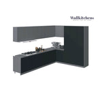 Meuble bas de cuisine noir, 3,65 m de large, 144x102, fabriqué en Europe, aggloméré E1