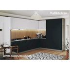 Meuble bas de cuisine noir, 3,65 m de large, 144x102, fabriqué en Europe, aggloméré E1