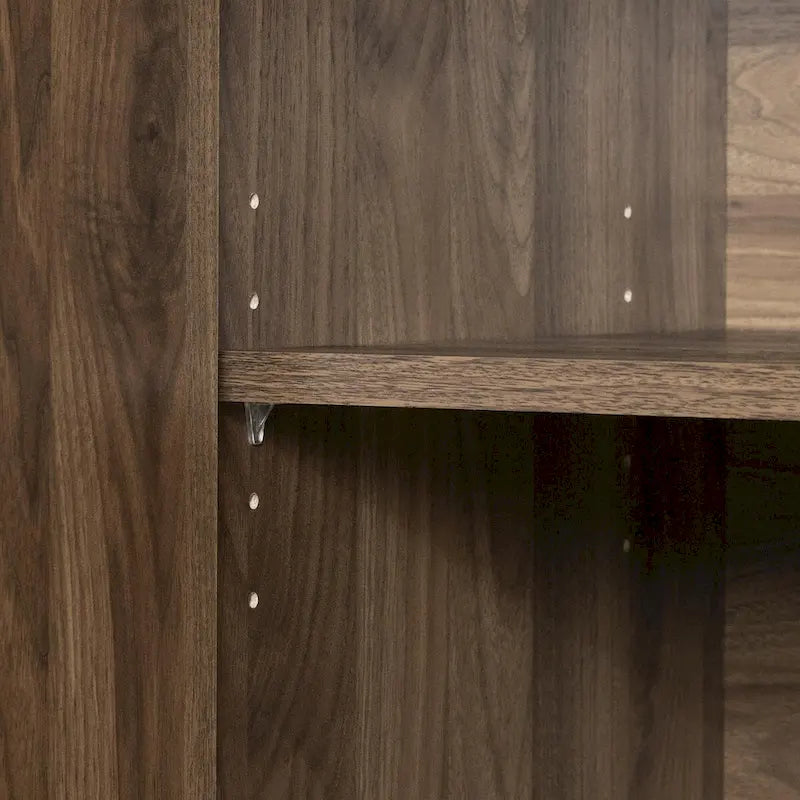 Buffet deux portes Mid-Century Glam avec accents dorés et étagère réglable