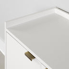 Buffet deux portes Mid-Century Glam avec accents dorés et étagère réglable