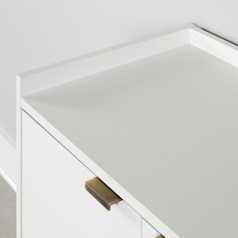 Buffet deux portes Mid-Century Glam avec accents dorés et étagère réglable
